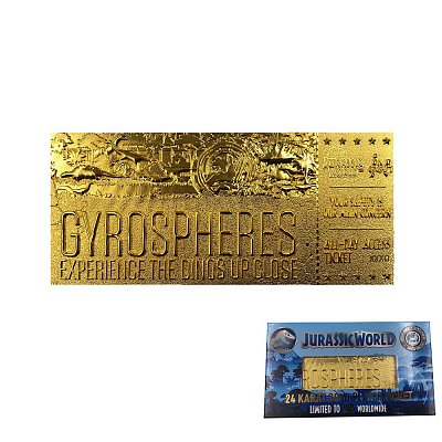 Jurassic World Replica Gyrosphere Collectible Ticket (gold plated)