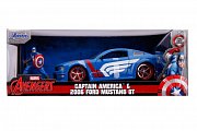 Marvel Hollywood Rides Diecast Model 1/24 2006 Ford Mustang GT with Captain America Figure --- DAMAGED PACKAGING