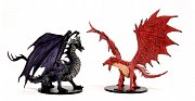 Pathfinder Battles City of Lost Omens pre-painted Premium Miniatures 2-Pack Adult Red & Black Dragon --- DAMAGED PACKAGING