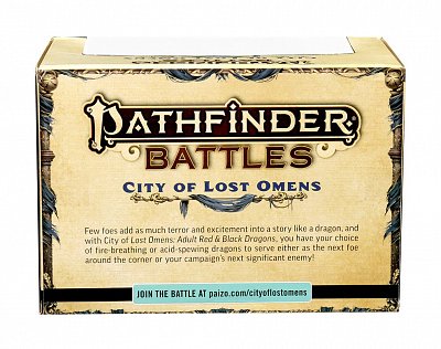 Pathfinder Battles City of Lost Omens pre-painted Premium Miniatures 2-Pack Adult Red & Black Dragon --- DAMAGED PACKAGING