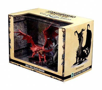 Pathfinder Battles City of Lost Omens pre-painted Premium Miniatures 2-Pack Adult Red & Black Dragon --- DAMAGED PACKAGING