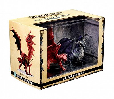 Pathfinder Battles City of Lost Omens pre-painted Premium Miniatures 2-Pack Adult Red & Black Dragon --- DAMAGED PACKAGING