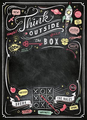 Think Outside The Box Blackboard Puzzle